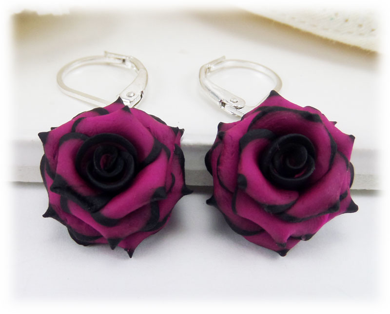 Pink and outlet black earrings