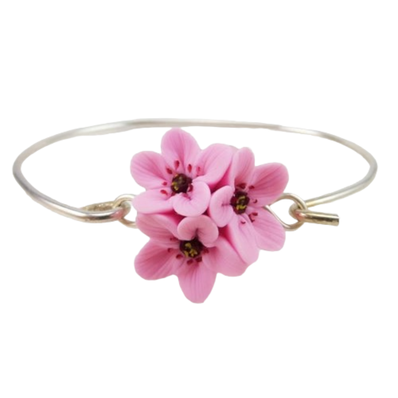 Cherry Blossom Bracelet With Pink Coral and Sterling Twist 