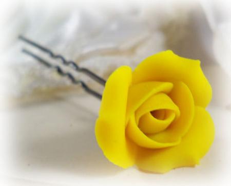 Yellow Small Rose Bud Hair Pin Clip | Small Yellow Wedding Hair Flower -  Stranded Treasures