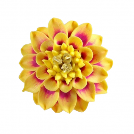 Yellow Dahlia Brooch Pin