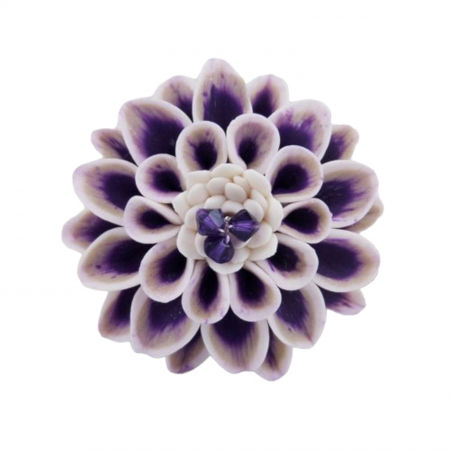 White Champagne Purple Dahlia Brooch Pin