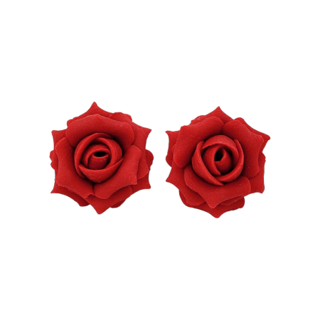 Red Apple Rose Stud Earrings