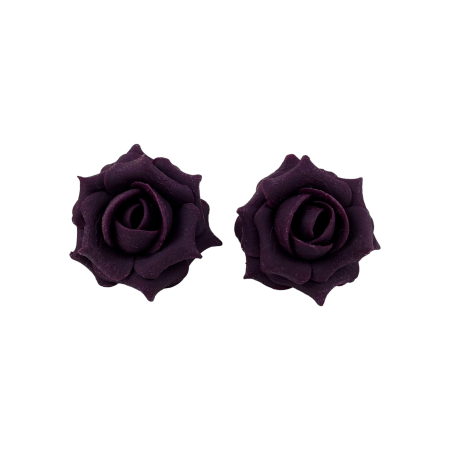 Purple Plum Rose Stud Earrings