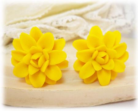 Yellow Dahlia Stud Earrings