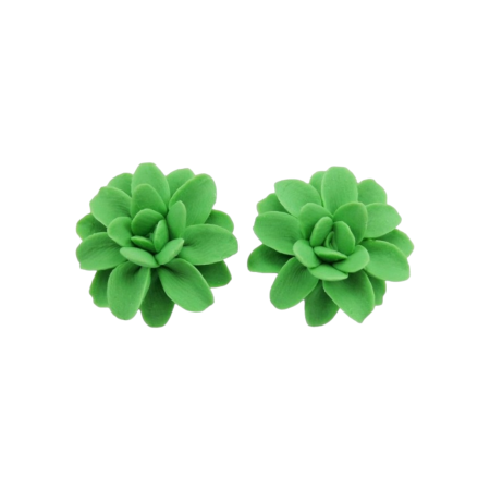 Green Dahlia Stud Earrings