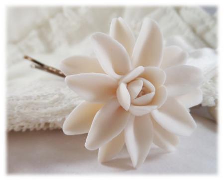 White Dahlia Hair Pins