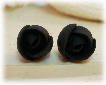 Tiny Black Flower Earrings