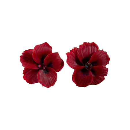 Red Hibiscus Stud Earrings