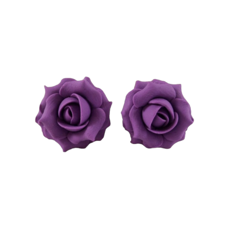 Purple Amethyst Rose Stud Earrings