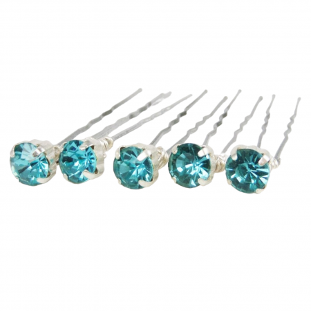 Aqua Rhinestone Hair Pins