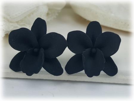 Black Orchid Stud Earrings