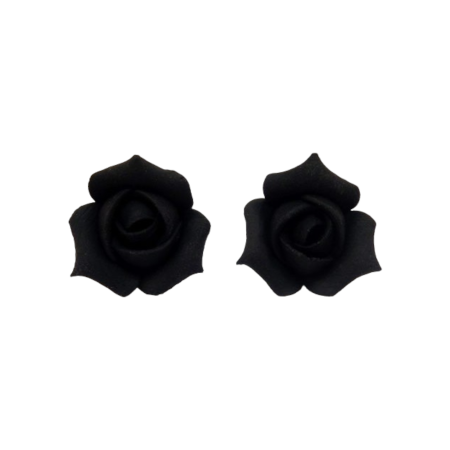 Black Rosebud Stud Earrings