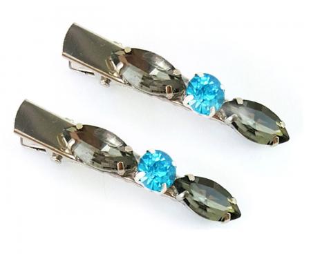 Gray Rhinestone Hair Clips