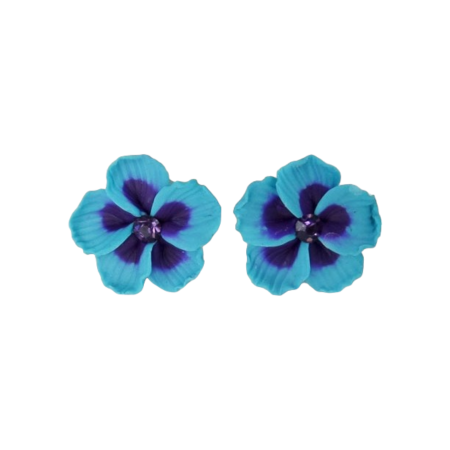 Blue Hibiscus Stud Earrings