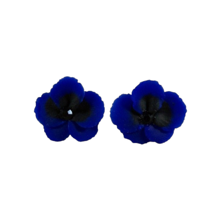 Blue Pansy Stud Earrings