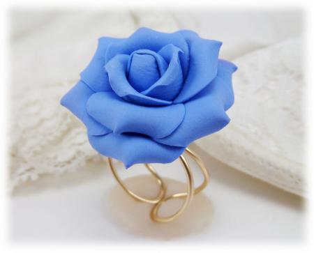 Light Blue Rose Ring