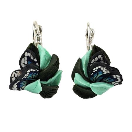 Botanical Blue Butterfly Earrings