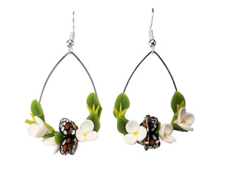 Botanical Hoop Butterfly Earrings