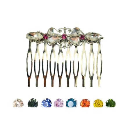 Bow Style Silver Rhinestone Hair Comb