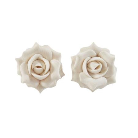 White Bright Rose Stud Earrings