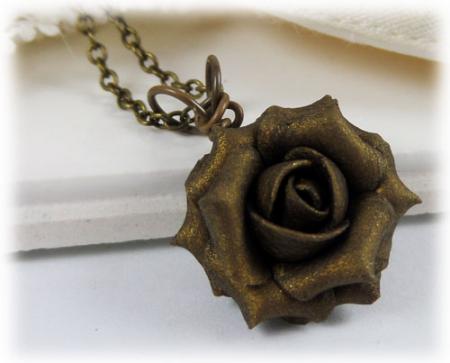 Bronze Rose Necklace