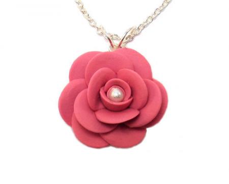 Camellia Flower Pendant Necklace