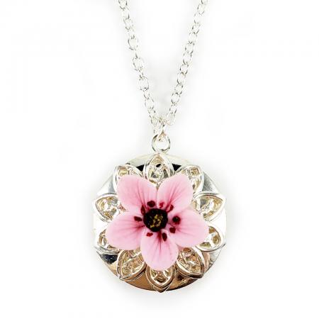 Pink Cherry Blossom Locket Necklace