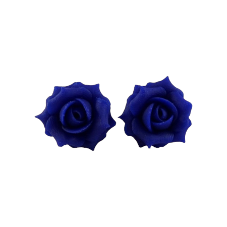 Blue Cobalt Rose Stud Earrings