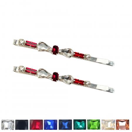 Color Bow Rhinestone Hair Pins