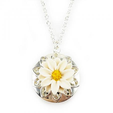 Dahlia Silver Tone Locket Necklace