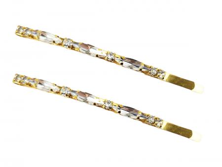 Diamond Gold Long Slim Rhinestone Hair Pins