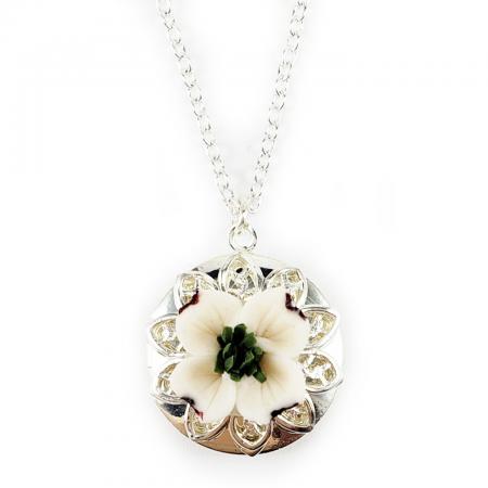 Dogwood Silver Locket Necklace