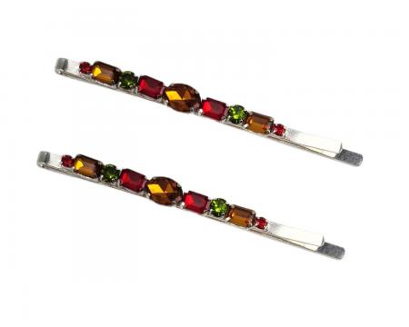 Earthtone Topaz Rhinestone Hair Pins