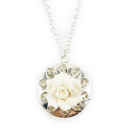 Gardenia Silver Locket Necklace
