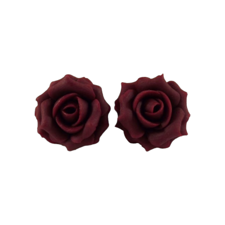 Red Garnet Rose Stud Earrings