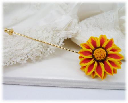 Red Stripe Gazania Stick Pin or Brooch Pin