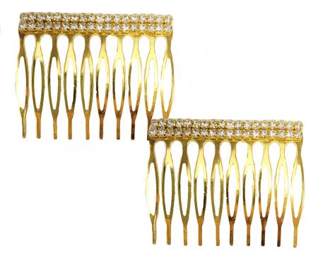 Minimalist Gold Rhinestone Hair Comb Set