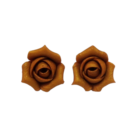 Metallic Gold Rosebud Stud Earrings