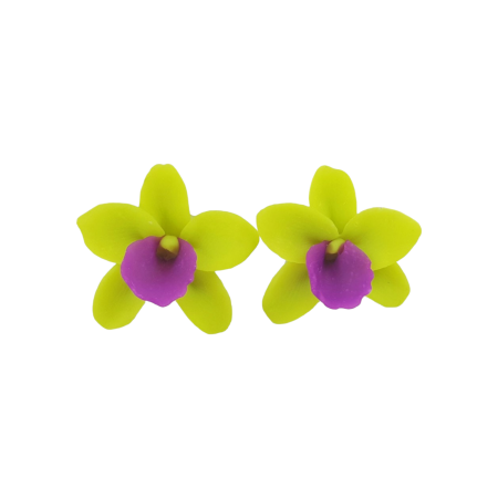 Green Orchids Stud Earrings