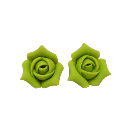 Green Rosebud Stud Earrings