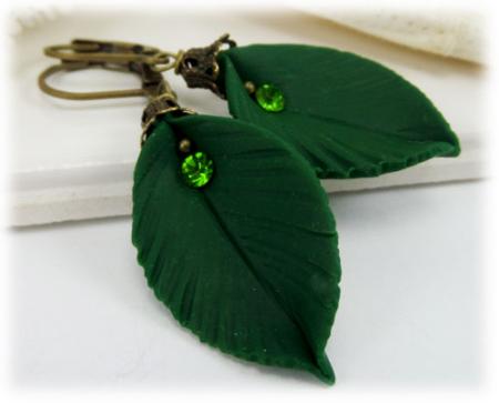 Green Leaf Earrings