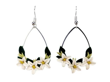 Jasmine Bouquet Teardrop Hoop Earrings