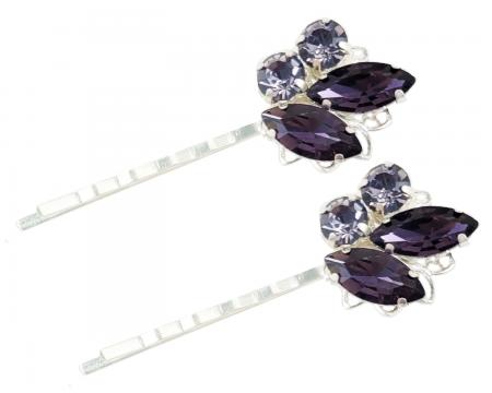 Lavender Purple Rhinestone Hair Pins