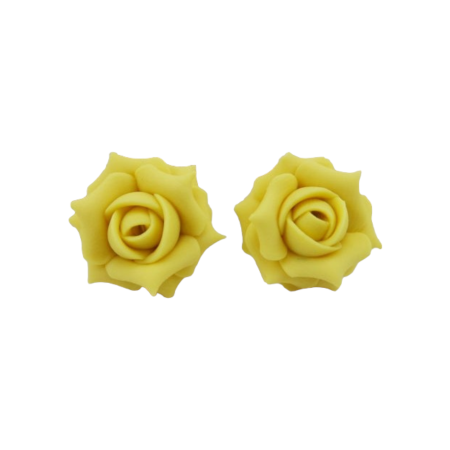 Yellow Jonquil Rose Stud Earrings