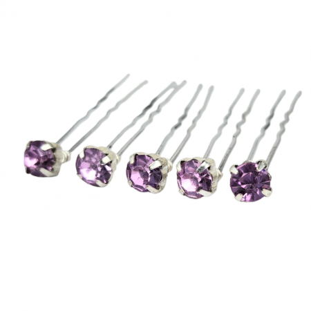 Lilac Purple Rhinestone Hair Pins
