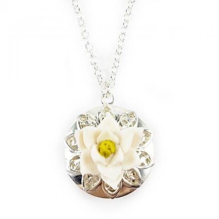 Magnolia Silver Locket Necklace