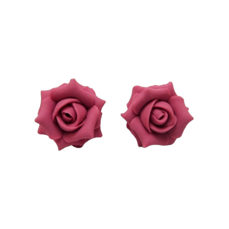 Pink Mauve Rose Stud Earrings