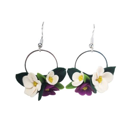 Mixed African Violet Dangle Hoop Earrings