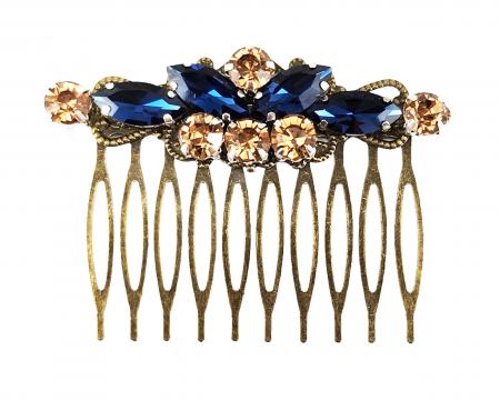 Navy Bronze Hair Comb