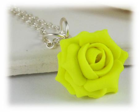 Neon Yellow Rose Necklace